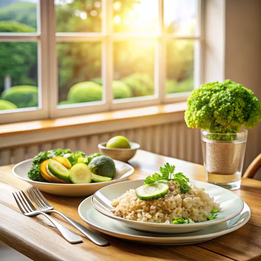 Nasi Coklat dengan Sayuran Segar dan Avokado